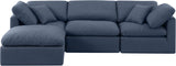 Indulge Navy Linen Textured Fabric Modular Sectional 141Navy-Sec4A Meridian Furniture