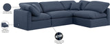 Indulge Navy Linen Textured Fabric Modular Sectional 141Navy-Sec4B Meridian Furniture