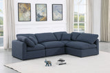 Indulge Navy Linen Textured Fabric Modular Sectional 141Navy-Sec4B Meridian Furniture