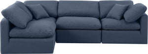 Indulge Navy Linen Textured Fabric Modular Sectional 141Navy-Sec4B Meridian Furniture