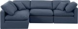 Indulge Navy Linen Textured Fabric Modular Sectional 141Navy-Sec4B Meridian Furniture