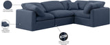 Indulge Navy Linen Textured Fabric Modular Sectional 141Navy-Sec4C Meridian Furniture