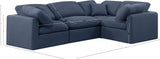 Indulge Navy Linen Textured Fabric Modular Sectional 141Navy-Sec4C Meridian Furniture