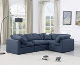 Indulge Navy Linen Textured Fabric Modular Sectional 141Navy-Sec4C Meridian Furniture