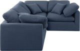 Indulge Navy Linen Textured Fabric Modular Sectional 141Navy-Sec4C Meridian Furniture