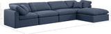 Indulge Navy Linen Textured Fabric Modular Sectional 141Navy-Sec5A Meridian Furniture