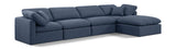 Indulge Navy Linen Textured Fabric Modular Sectional 141Navy-Sec5A Meridian Furniture