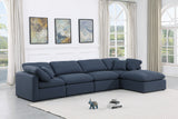 Indulge Navy Linen Textured Fabric Modular Sectional 141Navy-Sec5A Meridian Furniture