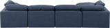 Indulge Navy Linen Textured Fabric Modular Sectional 141Navy-Sec5A Meridian Furniture