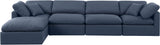 Indulge Navy Linen Textured Fabric Modular Sectional 141Navy-Sec5A Meridian Furniture