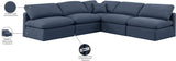 Indulge Navy Linen Textured Fabric Modular Sectional 141Navy-Sec5B Meridian Furniture