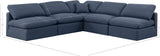 Indulge Navy Linen Textured Fabric Modular Sectional 141Navy-Sec5B Meridian Furniture