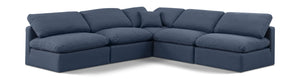 Indulge Navy Linen Textured Fabric Modular Sectional 141Navy-Sec5B Meridian Furniture