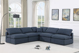 Indulge Navy Linen Textured Fabric Modular Sectional 141Navy-Sec5B Meridian Furniture