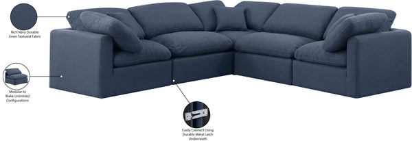 Indulge Navy Linen Textured Fabric Modular Sectional 141Navy-Sec5C Meridian Furniture