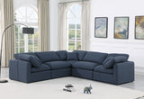 Indulge Navy Linen Textured Fabric Modular Sectional 141Navy-Sec5C Meridian Furniture