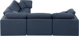 Indulge Navy Linen Textured Fabric Modular Sectional 141Navy-Sec5C Meridian Furniture