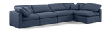 Indulge Navy Linen Textured Fabric Modular Sectional 141Navy-Sec5D Meridian Furniture