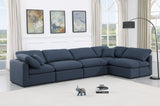 Indulge Navy Linen Textured Fabric Modular Sectional 141Navy-Sec5D Meridian Furniture