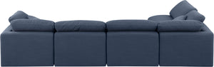 Indulge Navy Linen Textured Fabric Modular Sectional 141Navy-Sec5D Meridian Furniture