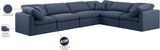 Indulge Navy Linen Textured Fabric Modular Sectional 141Navy-Sec6A Meridian Furniture