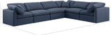 Indulge Navy Linen Textured Fabric Modular Sectional 141Navy-Sec6A Meridian Furniture