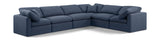 Indulge Navy Linen Textured Fabric Modular Sectional 141Navy-Sec6A Meridian Furniture