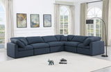 Indulge Navy Linen Textured Fabric Modular Sectional 141Navy-Sec6A Meridian Furniture