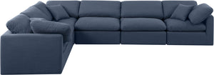 Indulge Navy Linen Textured Fabric Modular Sectional 141Navy-Sec6A Meridian Furniture