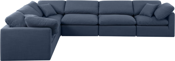Indulge Navy Linen Textured Fabric Modular Sectional 141Navy-Sec6A Meridian Furniture