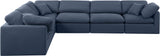 Indulge Navy Linen Textured Fabric Modular Sectional 141Navy-Sec6A Meridian Furniture