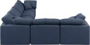 Indulge Navy Linen Textured Fabric Modular Sectional 141Navy-Sec6A Meridian Furniture