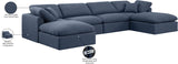 Indulge Navy Linen Textured Fabric Modular Sectional 141Navy-Sec6B Meridian Furniture