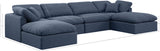 Indulge Navy Linen Textured Fabric Modular Sectional 141Navy-Sec6B Meridian Furniture