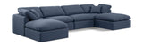 Indulge Navy Linen Textured Fabric Modular Sectional 141Navy-Sec6B Meridian Furniture