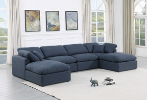 Indulge Navy Linen Textured Fabric Modular Sectional 141Navy-Sec6B Meridian Furniture