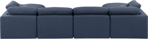 Indulge Navy Linen Textured Fabric Modular Sectional 141Navy-Sec6B Meridian Furniture