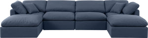 Indulge Navy Linen Textured Fabric Modular Sectional 141Navy-Sec6B Meridian Furniture