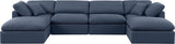 Indulge Navy Linen Textured Fabric Modular Sectional 141Navy-Sec6B Meridian Furniture