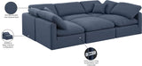 Indulge Navy Linen Textured Fabric Modular Sectional 141Navy-Sec6C Meridian Furniture