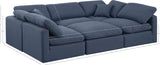 Indulge Navy Linen Textured Fabric Modular Sectional 141Navy-Sec6C Meridian Furniture