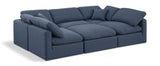 Indulge Navy Linen Textured Fabric Modular Sectional 141Navy-Sec6C Meridian Furniture