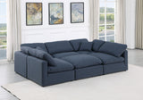 Indulge Navy Linen Textured Fabric Modular Sectional 141Navy-Sec6C Meridian Furniture