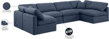 Indulge Navy Linen Textured Fabric Modular Sectional 141Navy-Sec6D Meridian Furniture