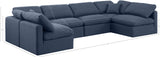 Indulge Navy Linen Textured Fabric Modular Sectional 141Navy-Sec6D Meridian Furniture