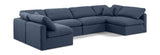 Indulge Navy Linen Textured Fabric Modular Sectional 141Navy-Sec6D Meridian Furniture