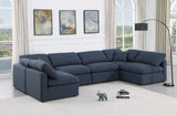 Indulge Navy Linen Textured Fabric Modular Sectional 141Navy-Sec6D Meridian Furniture