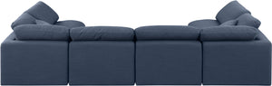 Indulge Navy Linen Textured Fabric Modular Sectional 141Navy-Sec6D Meridian Furniture