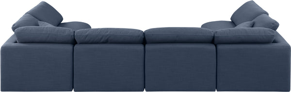 Indulge Navy Linen Textured Fabric Modular Sectional 141Navy-Sec6D Meridian Furniture