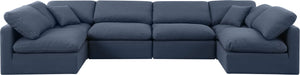 Indulge Navy Linen Textured Fabric Modular Sectional 141Navy-Sec6D Meridian Furniture